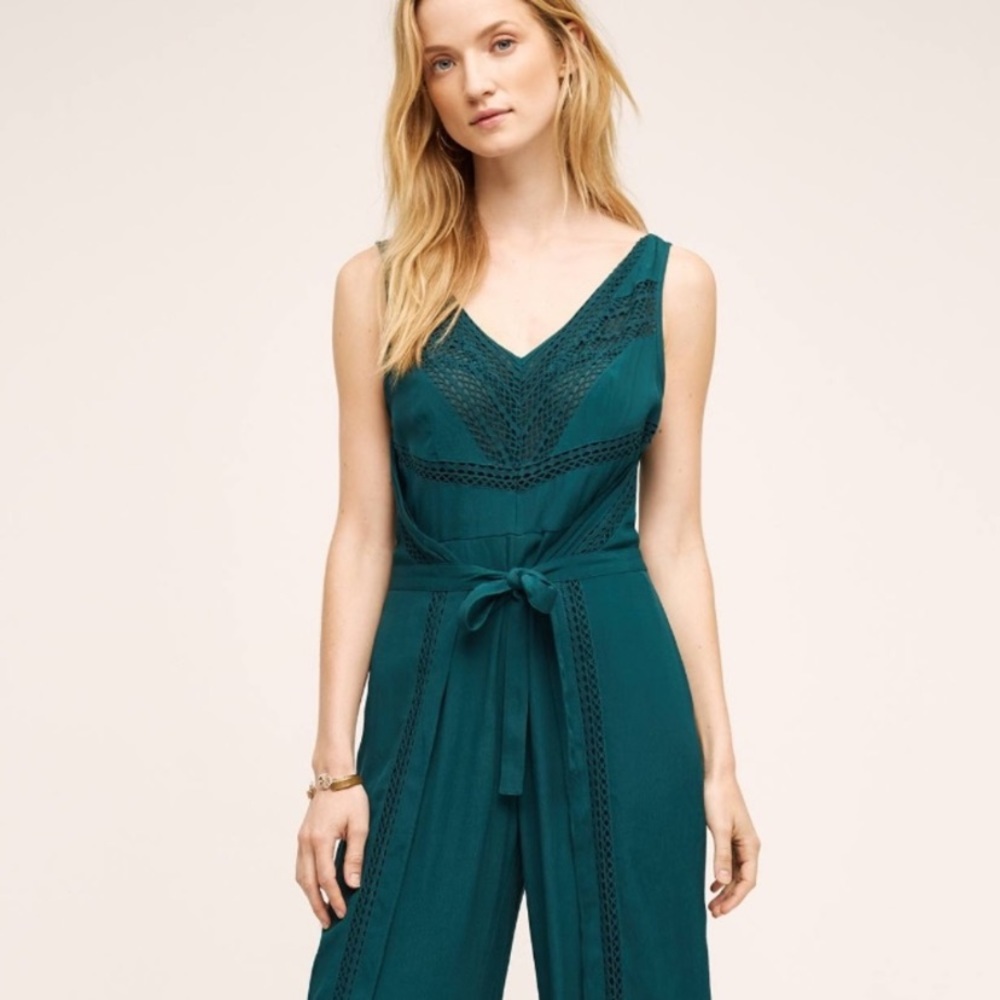 Elevenes teal jumpsuit from Anthropologie